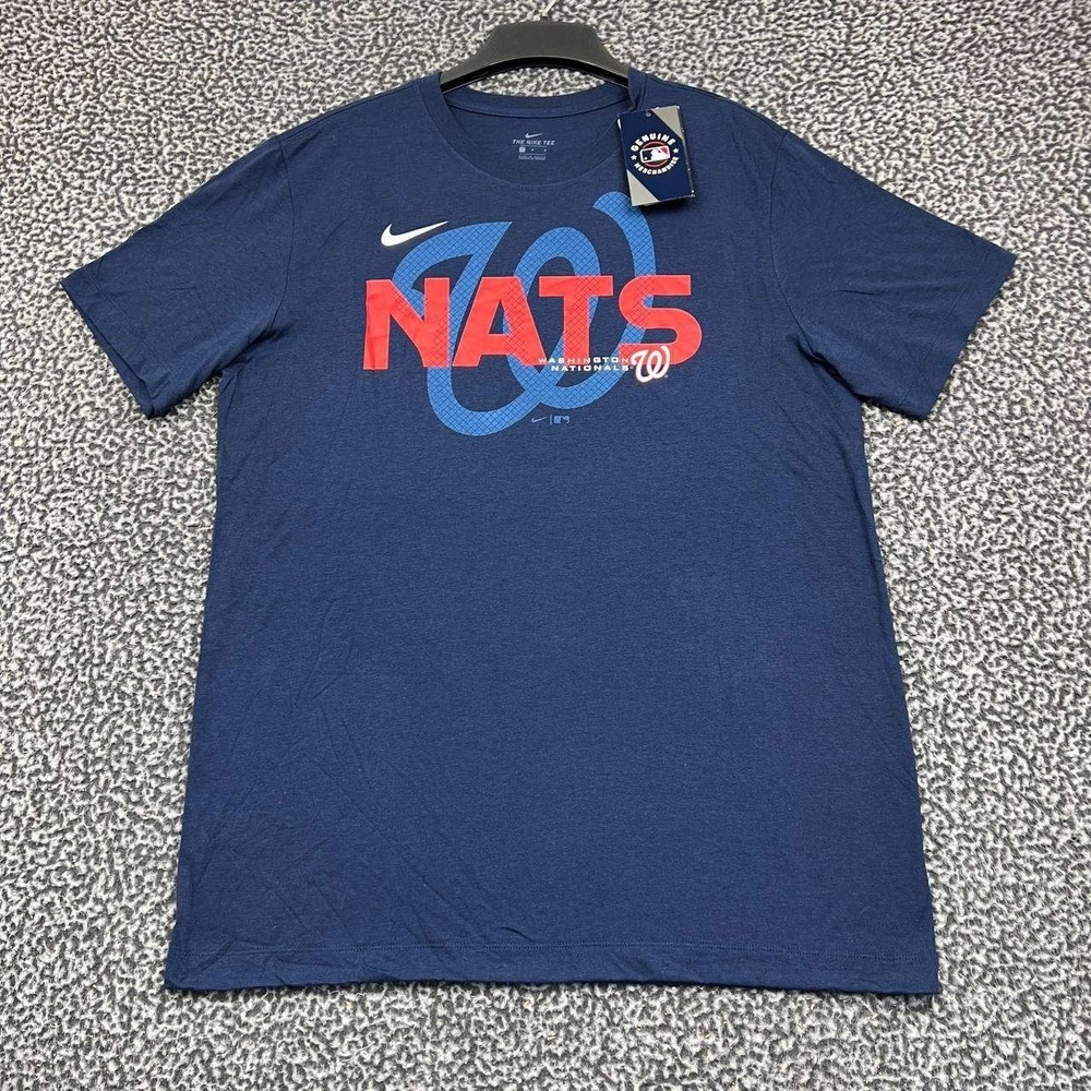 Nike‎ Washington Nationals Shirt Men Large Blue Short Sleeve Crew Neck New L
